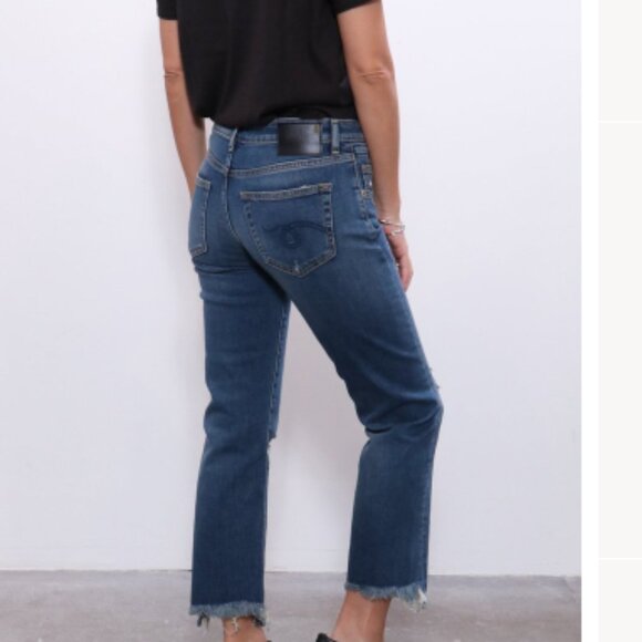 R13 Boy Straight Jeans in Bayliss w Rips Size 25 - Picture 2 of 15